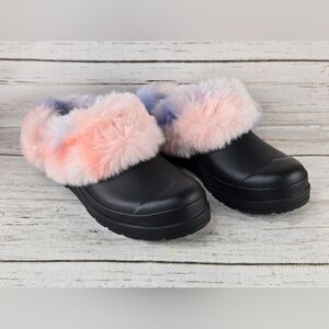 Hunter Faux Fur Tie Dye Slip-On Clogs Women's Size 6